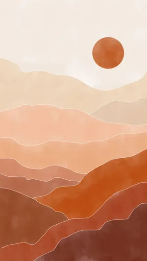 Terracotta Landscape Art Wallpaper