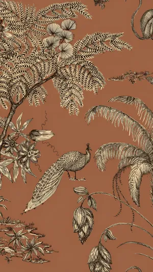 Terracotta Tropical Botanical Design Wallpaper