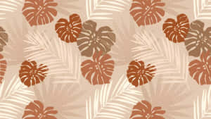 Terracotta Tropical Leaf Pattern Wallpaper