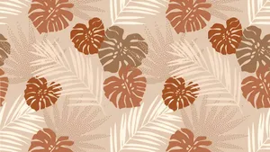 Terracotta Tropical Leaf Pattern Wallpaper