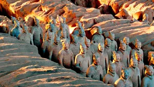 Terracotta Warriors Sunset Light Sculptures Wallpaper