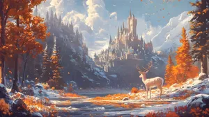 Terrasen Autumn Castle Landscape Wallpaper