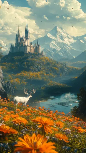 Terrasen Castle And Wilderness Wallpaper
