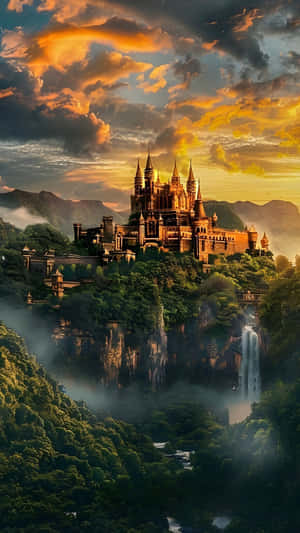Terrasen Castle At Sunset Wallpaper