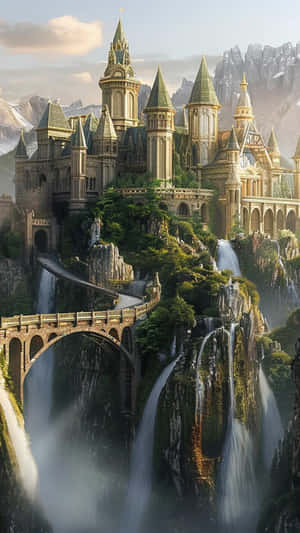 Terrasen Castle In The Mountains Wallpaper