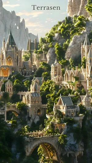 Terrasen Fantasy Cityscape Wallpaper
