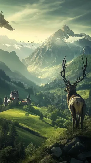 Terrasen Majestic Mountain Landscape Wallpaper