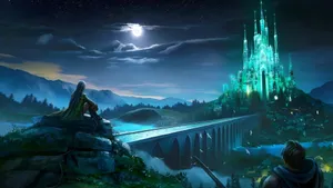 Terrasen Moonlit Castle Wallpaper