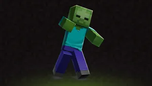 Terrifying Minecraft Zombie In Action Wallpaper