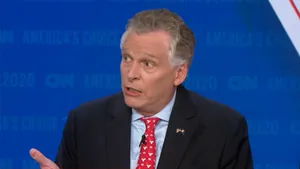 Terry Mcauliffe With Blue Cnn Background Wallpaper