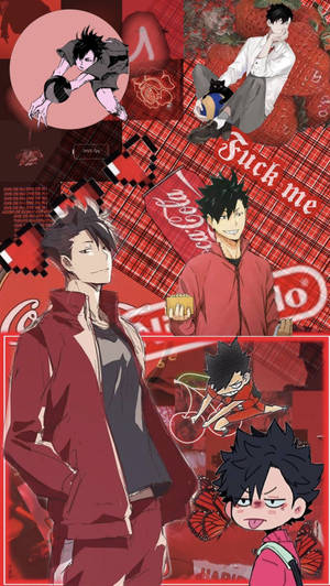 Tetsuro Kuroo Red Funk Mood Board Wallpaper