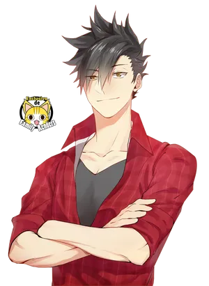 Tetsuro Kuroo Red Plaid Shirt Wallpaper