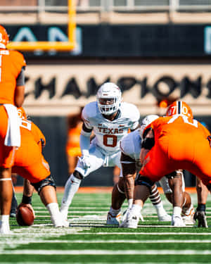 Texas Football Player Ready For Play Wallpaper