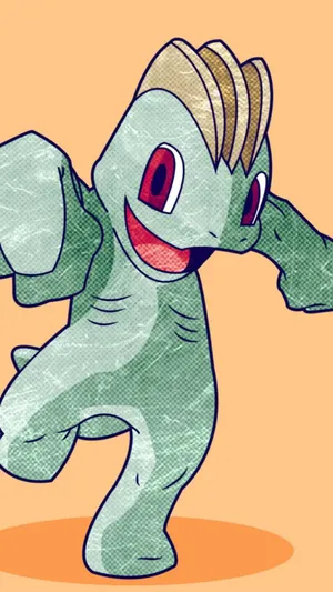 Texture Machop On Orange Background Wallpaper