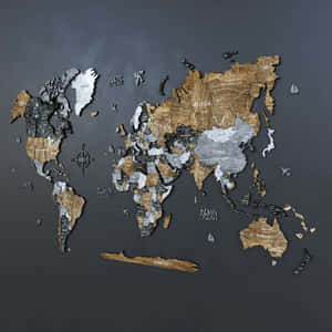 Textured3 D World Map Art Wallpaper