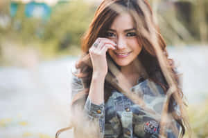 Thai Girl Wearing Camouflage Jacket Wallpaper