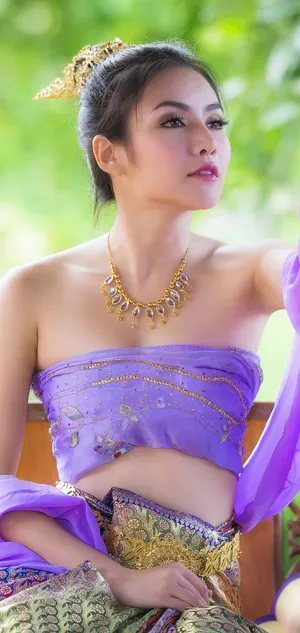 Thailand Woman Lilac Dress Wallpaper
