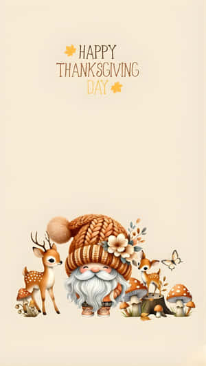 Thanksgiving Gnome And Forest Friends Wallpaper