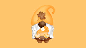 Thanksgiving Gnome Holding Pumpkin Wallpaper