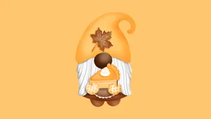 Thanksgiving Gnome Holding Pumpkin Wallpaper
