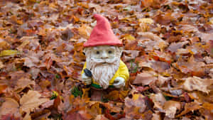 Thanksgiving Gnome In Leaves Wallpaper