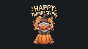 Thanksgiving Gnome On Pumpkin Wallpaper