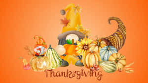 Thanksgiving Gnome With Cornucopia Wallpaper