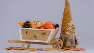 Thanksgiving Gnome With Harvest Cart Wallpaper