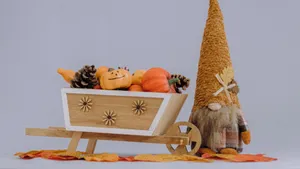 Thanksgiving Gnome With Harvest Cart Wallpaper