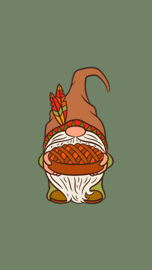 Thanksgiving Gnome With Pie Wallpaper
