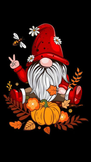 Thanksgiving Gnome With Pumpkin Wallpaper