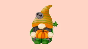 Thanksgiving Gnome With Pumpkin Wallpaper