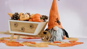 Thanksgiving Gnome With Pumpkin Wagon Wallpaper