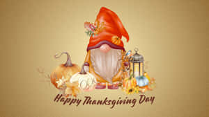 Thanksgiving Gnome With Pumpkins Wallpaper