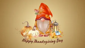 Thanksgiving Gnome With Pumpkins Wallpaper