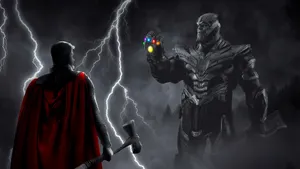 Thanos 4k Digital Thor Red Cape Wallpaper