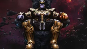 Thanos Sitting On His Throne Wallpaper