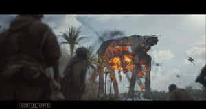 The Ancient City Of Jedha Under A Starry Sky Wallpaper