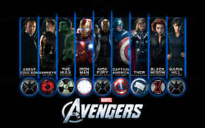 The Avengers Logo With All The Characters Wallpaper