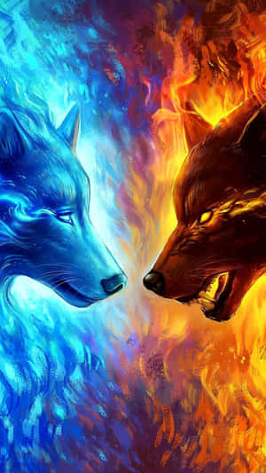 The Battle Between Fire And Ice Wallpaper