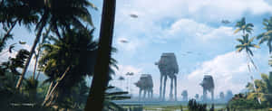 The Battle Of Scarif - An Epic Space Battle Of The Rebellion Against The Empire Wallpaper