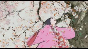 The Beautiful Princess Kaguya Gazes At The Bright Moon In A Serene Night. Wallpaper