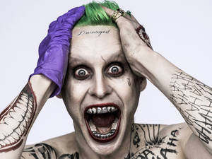 The Crazed Joker In The Suicide Squad Wallpaper