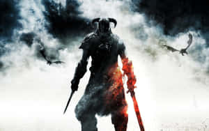 The Dawnguard Warrior - A Skilled Vampire Hunter In The World Of Skyrim Wallpaper