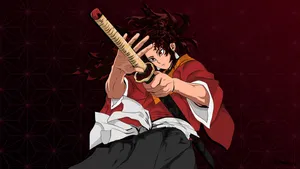 The Demon Slayer Yoriichi Tsugikuni, Fearless And Determined Wallpaper