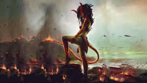 The Devil Girl Emerging From The Mist Wallpaper