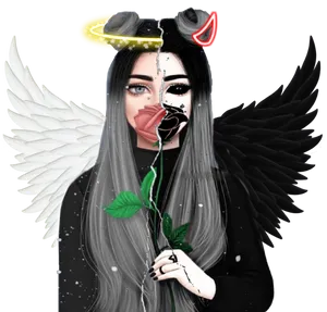 The Divine Duality - A Cute Angel Balancing Dual Personas Wallpaper