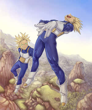 The Dynamic Duo Of Vegeta And Trunks Wallpaper