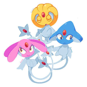 The Enigma Trio - Azelf, Uxie, And Mesprit In A Captivating Art Portrait Wallpaper