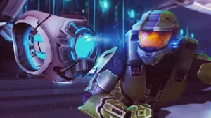 The Enigmatic 343 Guilty Spark In Action Wallpaper